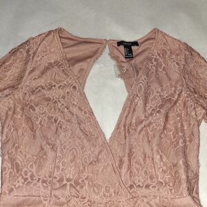 Forever 21 Women's Blush Lace Jumpsuit